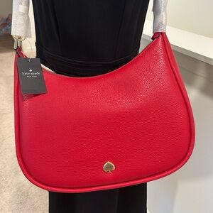 New Kate Spade large Kayla Vibrant Red Hobo Bag